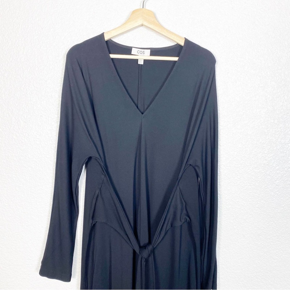 COS Women’s Black Long Sleeve Waist Wrap Midi Dress Size Large - Picture 4 of 11